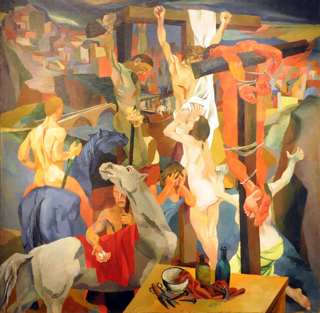 Renato Guttuso. Crocifissione, 1940-1941. Olio su tela, cm. 198,5 x 198,5. Roma, GNAM - Galleria Nazionale d'Arte Moderna e Contemporanea. © Renato Guttuso, by SIAE 2015. Photo: © Katarte.it