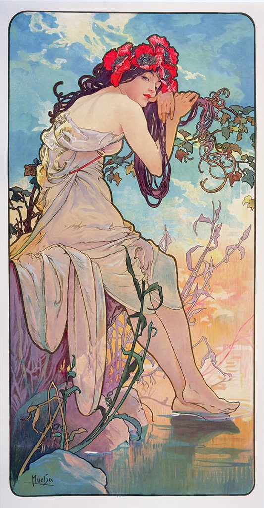 Alphonse Mucha. Le stagioni – Estate – 1896. Serie di quattro pannelli decorativi. Litografie a colori